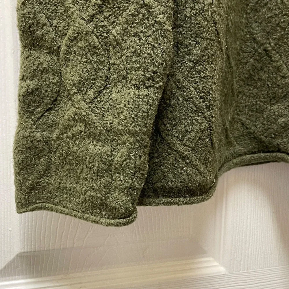 Talbots‎ Women's Large Olive Rolled Hem Mock Neck Cabled Acrylic Blend Sweater